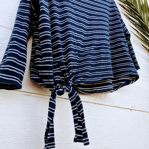 Stripe Knot Tie Asymmetrical Top by Kye Mi - Picture 3 of 5